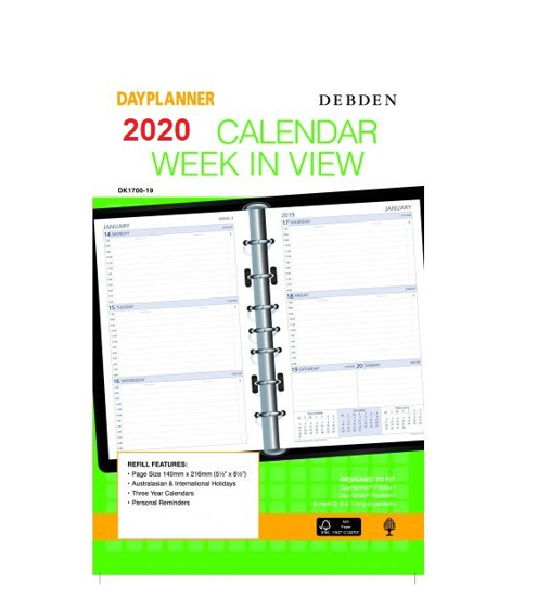 Picture of ORGANISER REFILL 2020 DEBDEN DESK FOR 7 RING DAYPLANNER WEEKLY