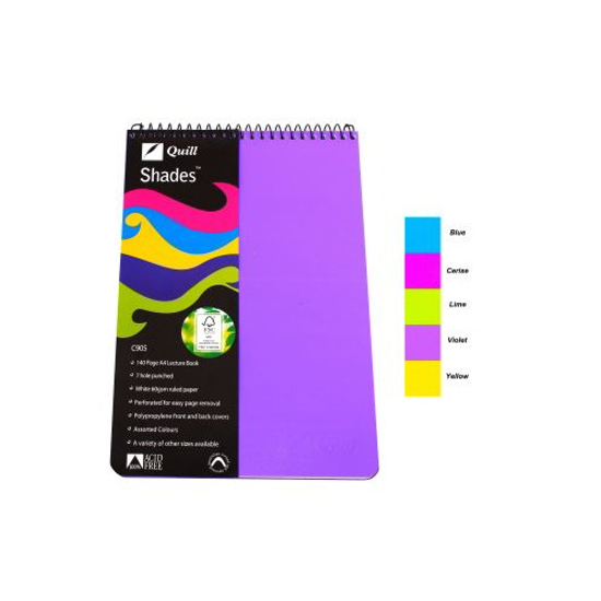 Picture of NOTE BOOK QUILL C905 A4 SHADES 140 PAGES