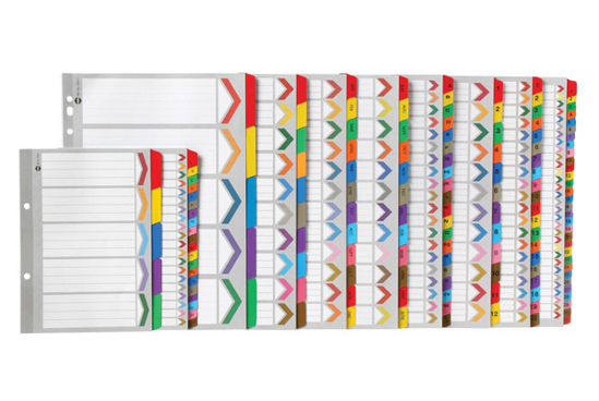 Picture of MARBIG A4 PLASTIC TAB DIVIDERS - COLOURED