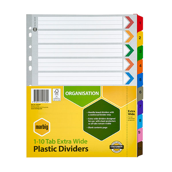 Picture of MARBIG EXTRA WIDE DIVIDERS 10 TABS