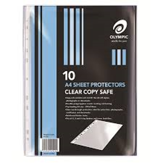 Picture of 10 A4 SHEET PROTECTORS CLEAR COPY SAFE