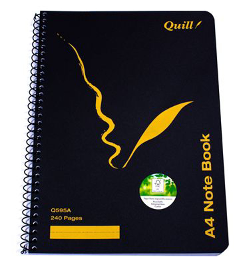 Picture of NOTE BOOK QUILL Q595A A4 SPIRAL 240PG