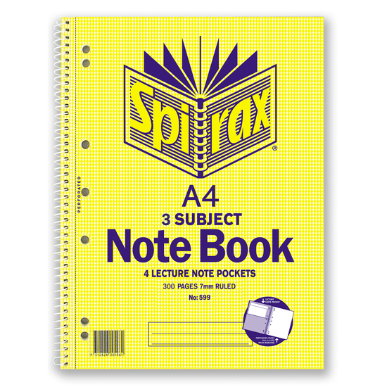 Picture of NOTE BOOK SPIRAX 599 A4 3 SUBJECT S/O