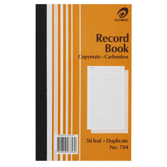 Picture of RECORD BOOK OLYMPIC 704 DUPLICATE C/LESS 8X5