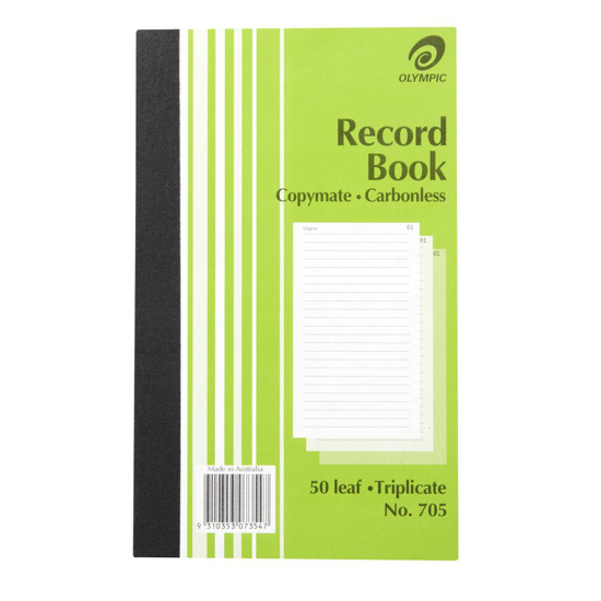 Picture of RECORD BOOK OLYMPIC 705 TRIPLICATE C/LESS 8X5