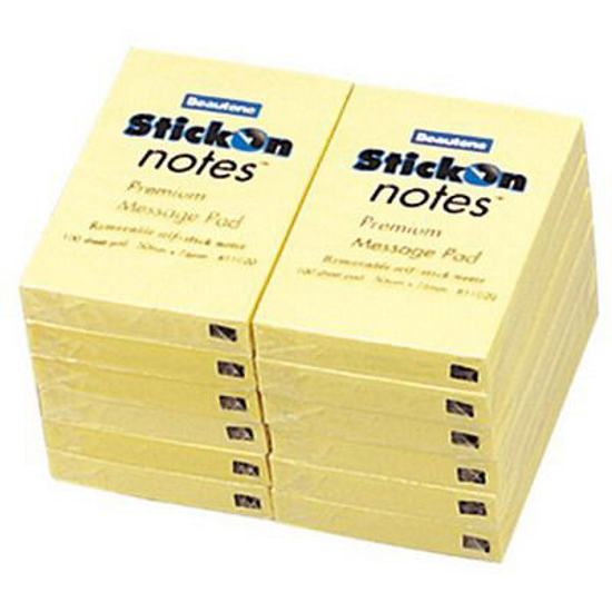Picture of STICK ON NOTES B/TONE 50X76 YELLOW PK12