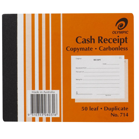 Picture of CASH RECEIPT BOOK OLYMPIC 714 DUPLICATE C/LESS 5X4