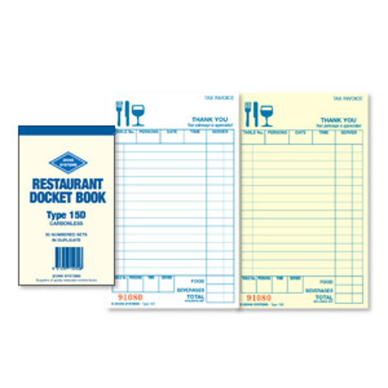 Picture of DOCKET BOOK ZIONS RESTAURANT 15D DUPLICATE CARBONLESS