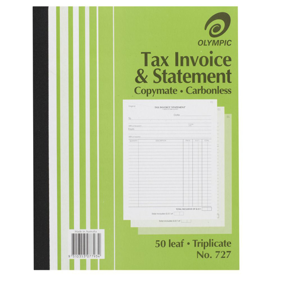 Picture of TAX INVOICE & STATEMENT BOOK OLYMPIC 727 TRIP C/LESS