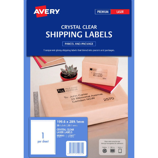 Picture of LABEL AVERY LASER L7567 SHIPPING CLEAR 1