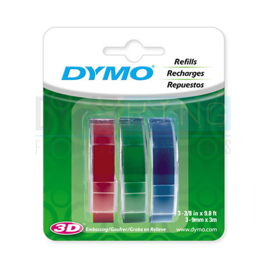 Picture of LABEL TAPE DYMO EMBOSSING 9MMX3M RED/BLU
