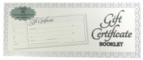 Picture of GIFT CERTIFICATE BOOKLET OZCORP IVORY/SILVER 25 SHEETS