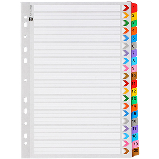 Picture of DIVIDERS MARBIG A4 MANILLA 1-20 TAB COLOURED