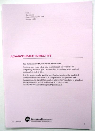 Picture of ADVANCE HEALTH DIRECTIVE FORM FORM 4