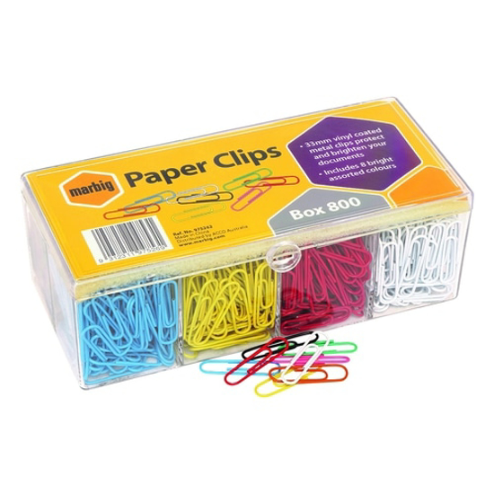 Picture of PAPER CLIPS MARBIG 33MM ASST COLS BX800