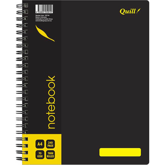 Picture of NOTEBOOK QUILL A4 70GSM PP BLACK 240PG