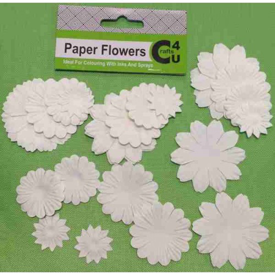 Picture of WHITE PAPER FLOWERS 32PK