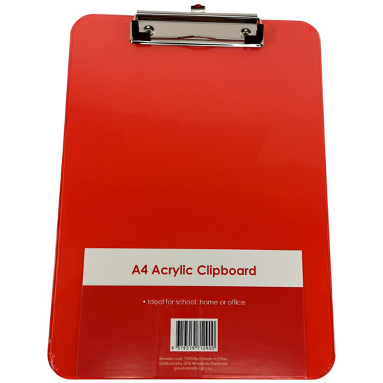 Picture of CLIPBOARD A4 ACRYLIC RED