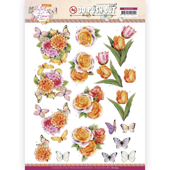 Picture of 3D PUSHOUT BUTTERFLY ORANGE ROSE