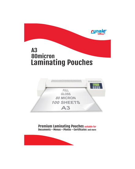 Picture of LAMINATING POUCHES A3 80 MICRON