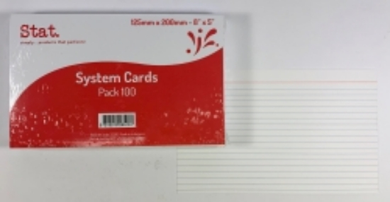 Picture of SYSTEM CARDS STAT 8X5 RULED WHITE PK100