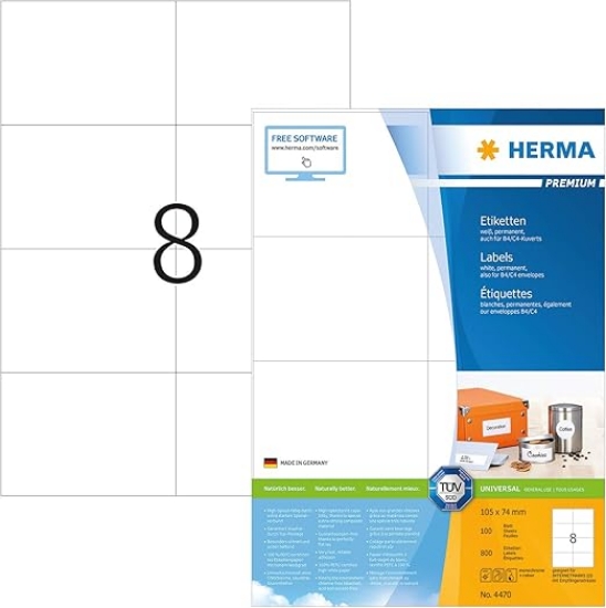 Picture of HERMA LABELS A4 8 UP 105X74