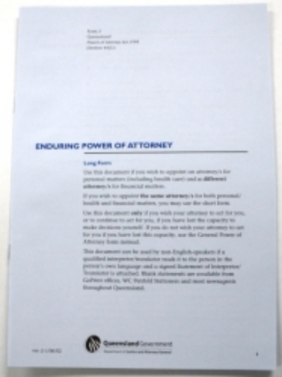 Picture of POWER OF ATTORNEY ENDURING LONG FORM