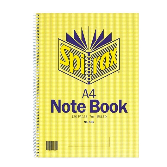 Picture of NOTEBOOK SPIRAX 595 A4 SIDE OPENING 120P